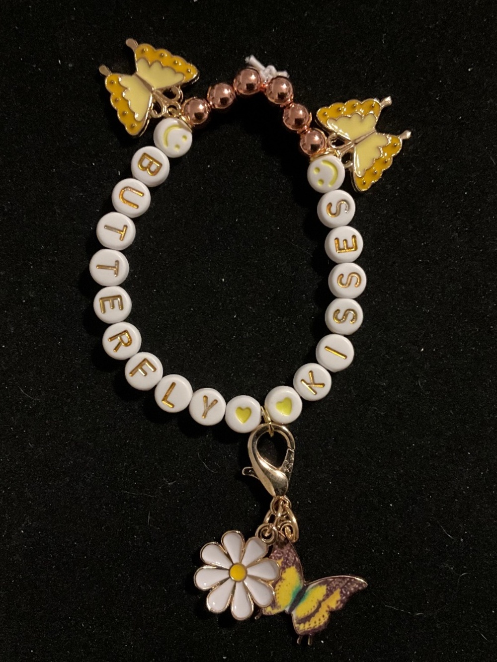 Butterfly Kisses Stretch Bracelet Yellow Butterfly Charm -Parky’s Place Handmade